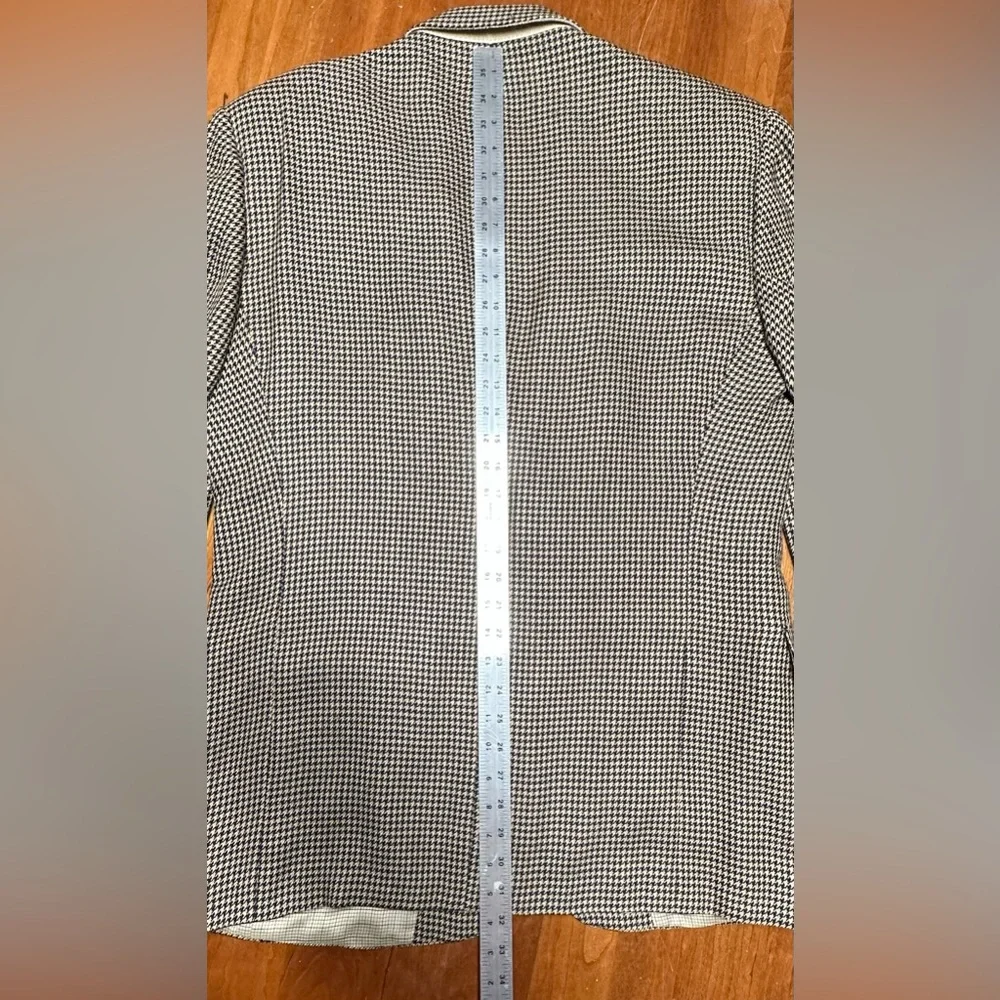 VTG Christian Dior Le Connaisseur Men’s Beige Houndstooth Blazer Sport Coat 44L - Picture 14 of 15